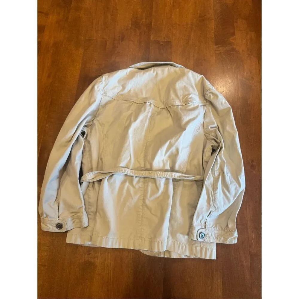 Ann Taylor LOFT Beige Utility Jacket Women’s Large Belted Cotton Stretch Spring